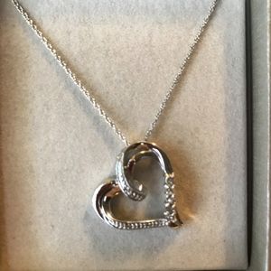 Sterling Silver and Diamond Heart Necklace